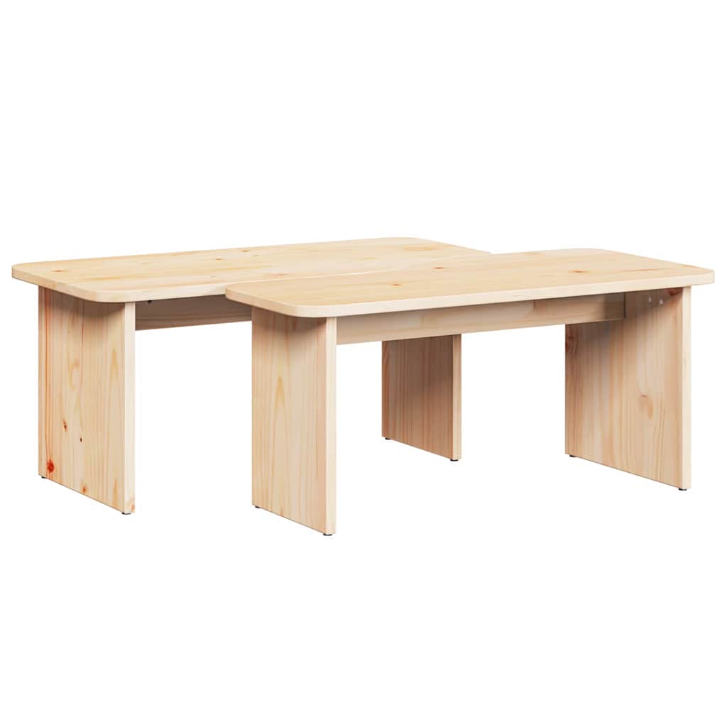 Salontafel 2 pcs Naturel Massief grenenhout is nu te koop bij PeponiXL, paradijselijk wonen!