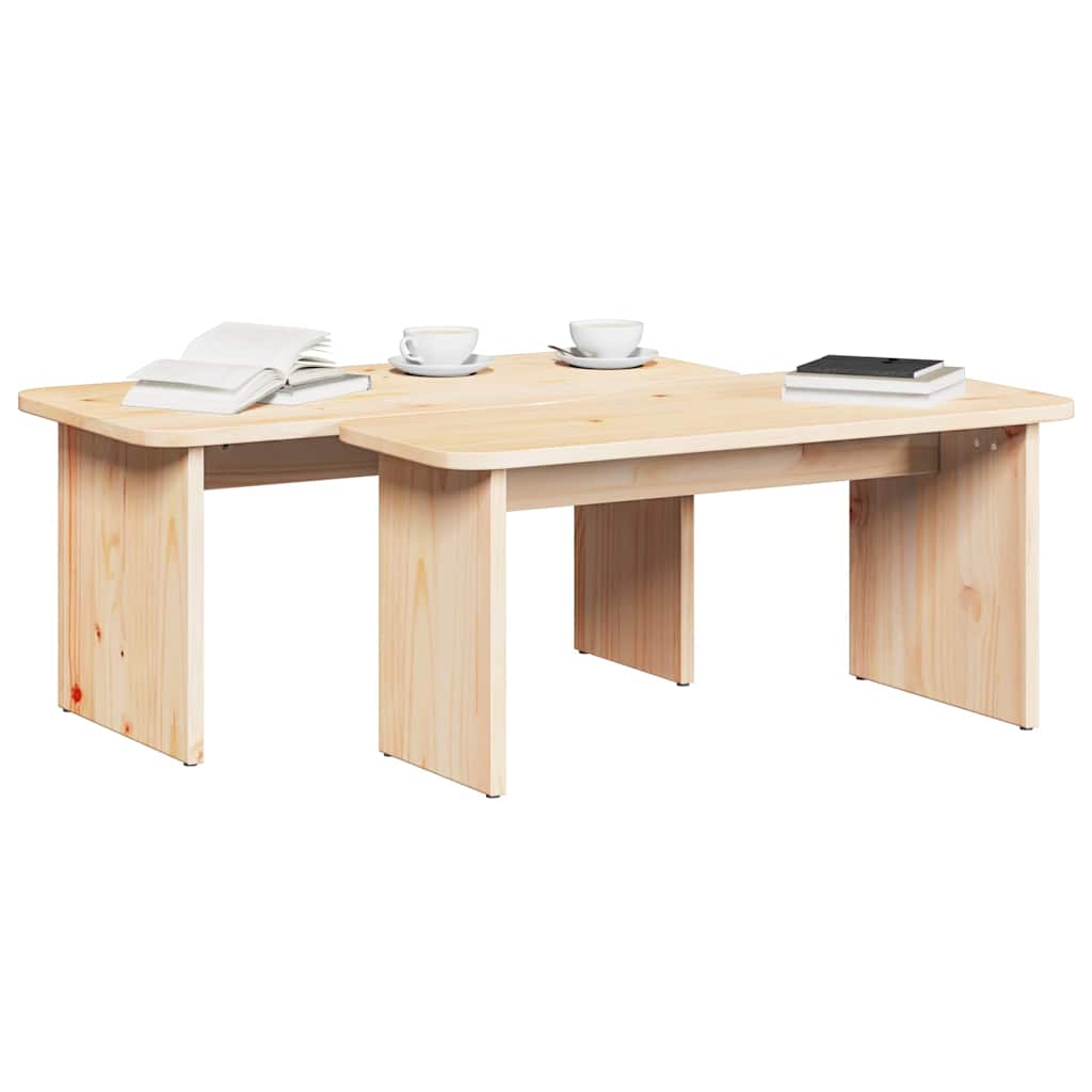 Salontafel 2 pcs Naturel Massief grenenhout is nu te koop bij PeponiXL, paradijselijk wonen!