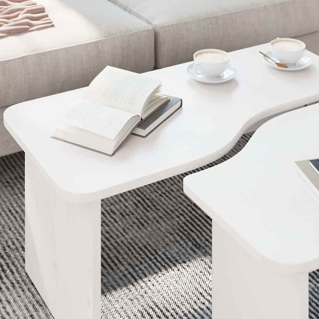 Salontafel 2 pcs Wit Massief grenenhout is nu te koop bij PeponiXL, paradijselijk wonen!