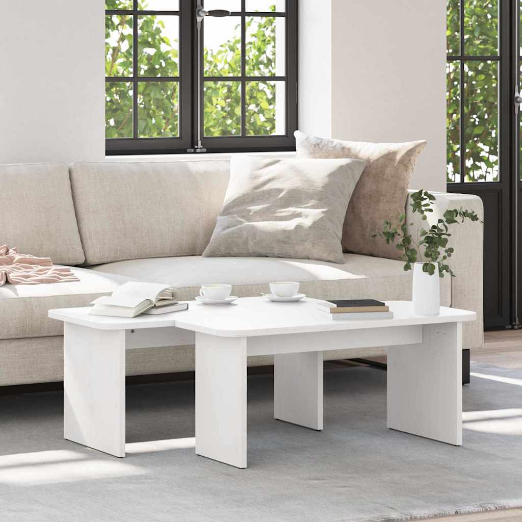 Salontafel 2 pcs Wit Massief grenenhout is nu te koop bij PeponiXL, paradijselijk wonen!