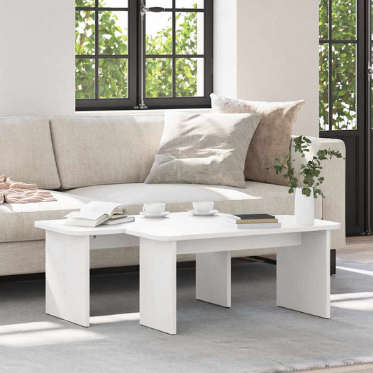 Salontafel 2 pcs Wit Massief grenenhout is nu te koop bij PeponiXL, paradijselijk wonen!