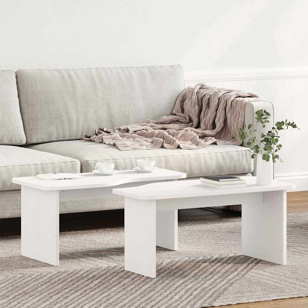 Salontafel 2 pcs Wit Massief grenenhout is nu te koop bij PeponiXL, paradijselijk wonen!