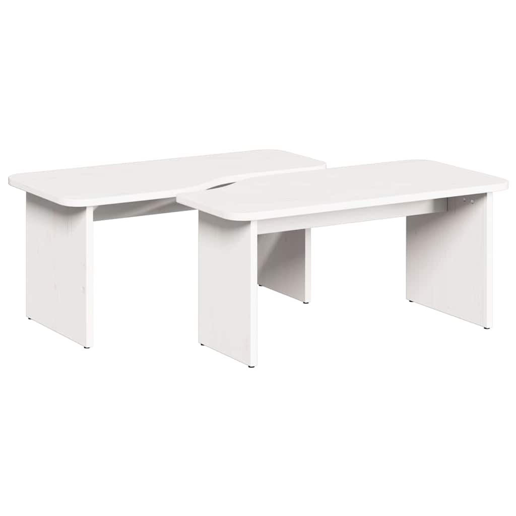 Salontafel 2 pcs Wit Massief grenenhout is nu te koop bij PeponiXL, paradijselijk wonen!
