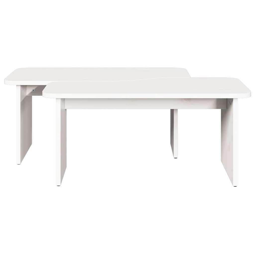 Salontafel 2 pcs Wit Massief grenenhout is nu te koop bij PeponiXL, paradijselijk wonen!