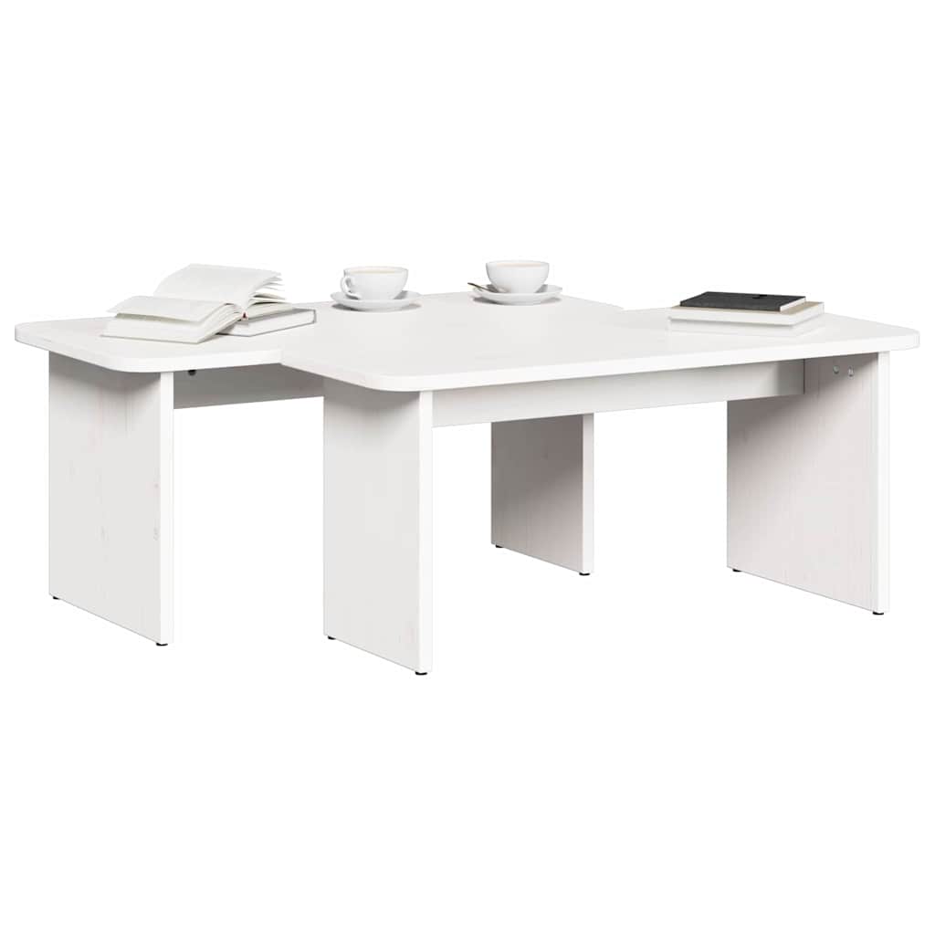 Salontafel 2 pcs Wit Massief grenenhout is nu te koop bij PeponiXL, paradijselijk wonen!