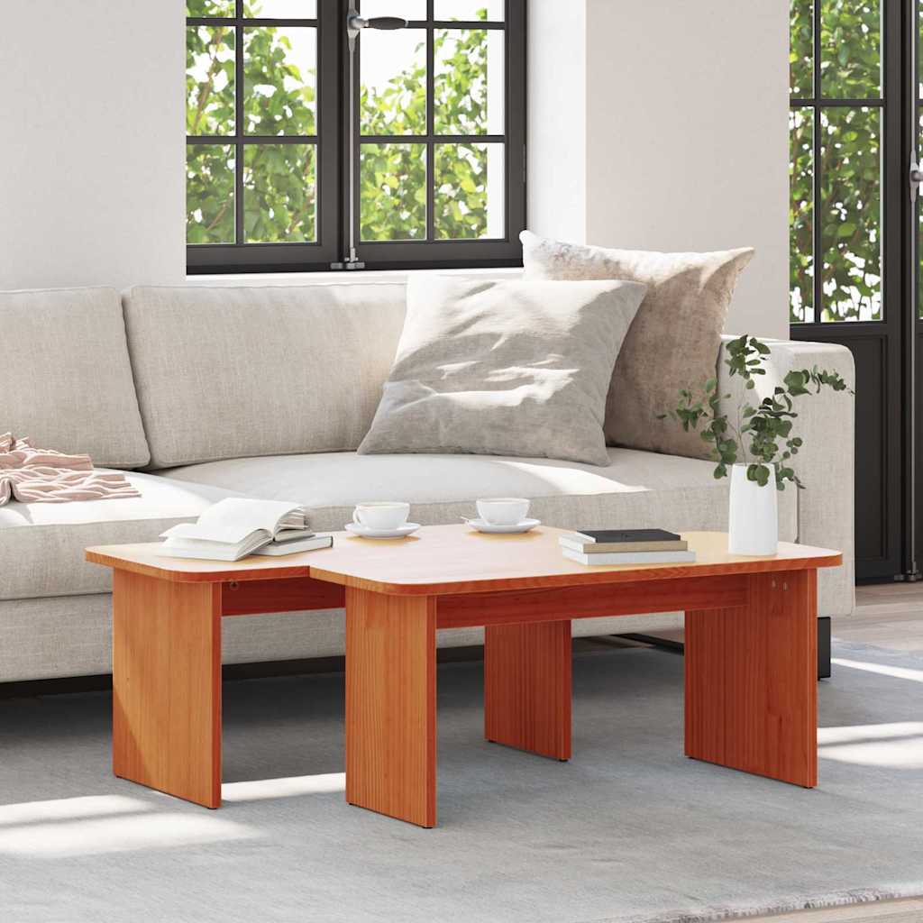 Salontafel 2 pcs Wasbruin Massief grenenhout is nu te koop bij PeponiXL, paradijselijk wonen!