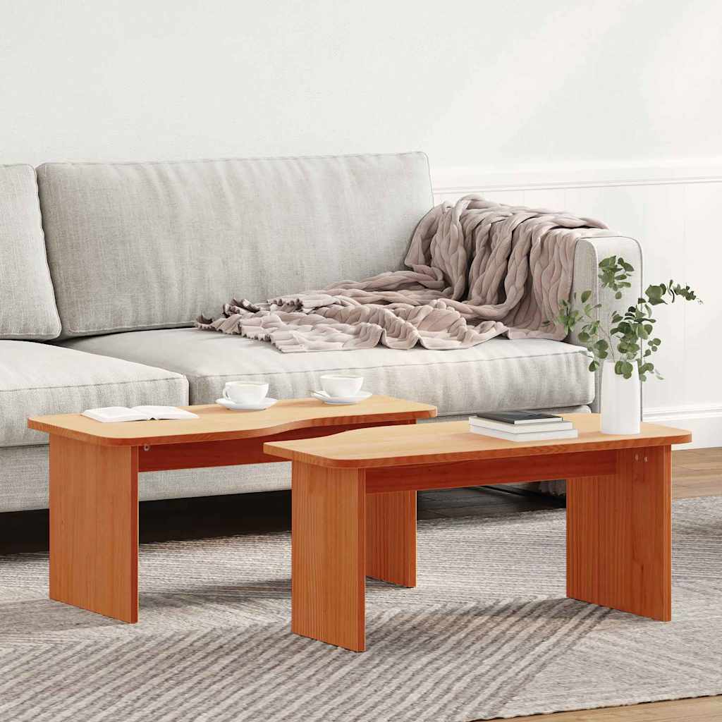 Salontafel 2 pcs Wasbruin Massief grenenhout is nu te koop bij PeponiXL, paradijselijk wonen!