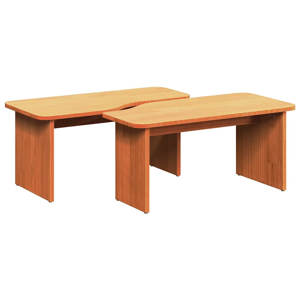 Salontafel 2 pcs Wasbruin Massief grenenhout is nu te koop bij PeponiXL, paradijselijk wonen!