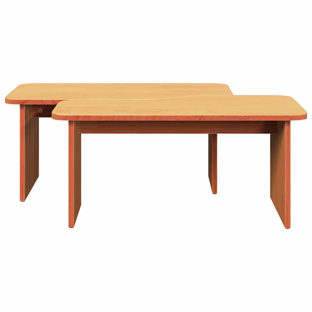 Salontafel 2 pcs Wasbruin Massief grenenhout is nu te koop bij PeponiXL, paradijselijk wonen!