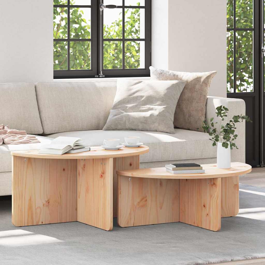 Salontafel 2 pcs Naturel Massief grenenhout is nu te koop bij PeponiXL, paradijselijk wonen!