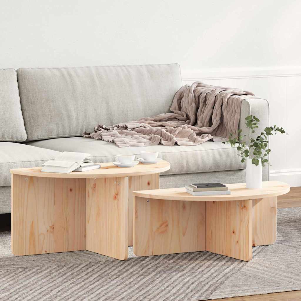 Salontafel 2 pcs Naturel Massief grenenhout is nu te koop bij PeponiXL, paradijselijk wonen!