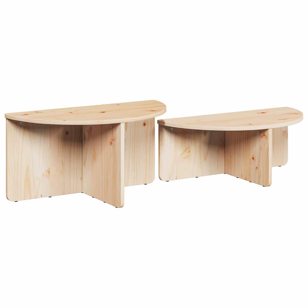 Salontafel 2 pcs Naturel Massief grenenhout is nu te koop bij PeponiXL, paradijselijk wonen!