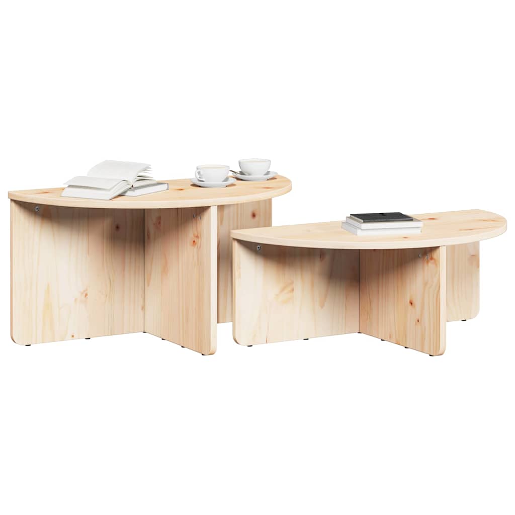 Salontafel 2 pcs Naturel Massief grenenhout is nu te koop bij PeponiXL, paradijselijk wonen!