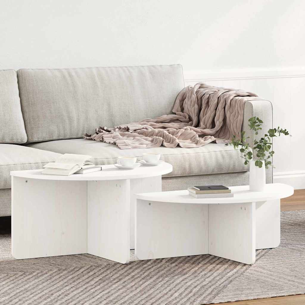 Salontafel 2 pcs Wit Massief grenenhout is nu te koop bij PeponiXL, paradijselijk wonen!