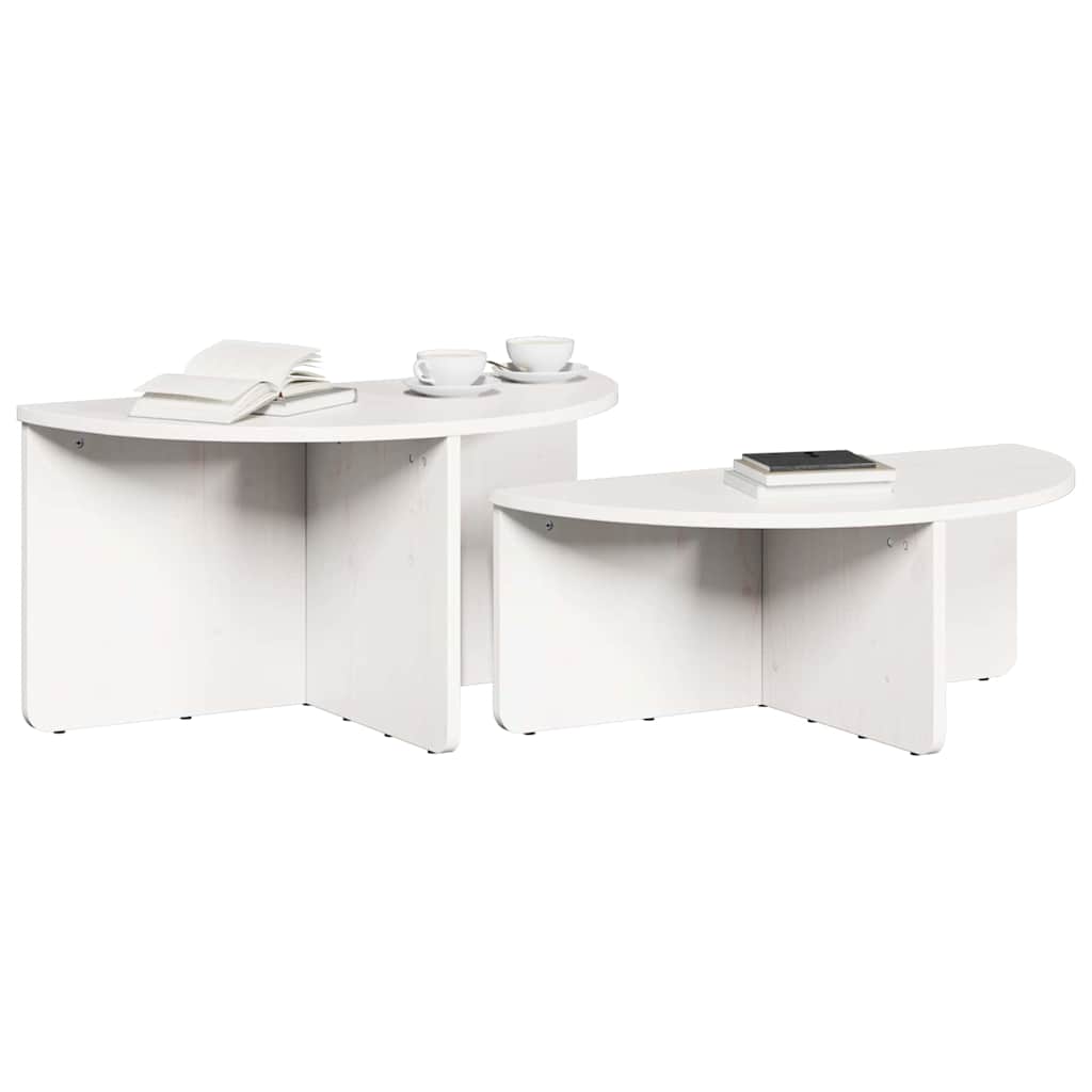Salontafel 2 pcs Wit Massief grenenhout is nu te koop bij PeponiXL, paradijselijk wonen!