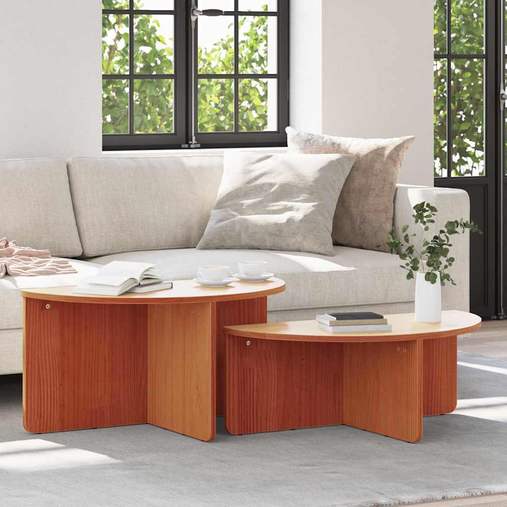 Salontafel 2 pcs Wasbruin Massief grenenhout is nu te koop bij PeponiXL, paradijselijk wonen!