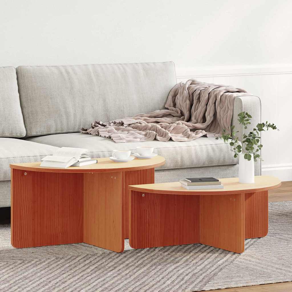 Salontafel 2 pcs Wasbruin Massief grenenhout is nu te koop bij PeponiXL, paradijselijk wonen!