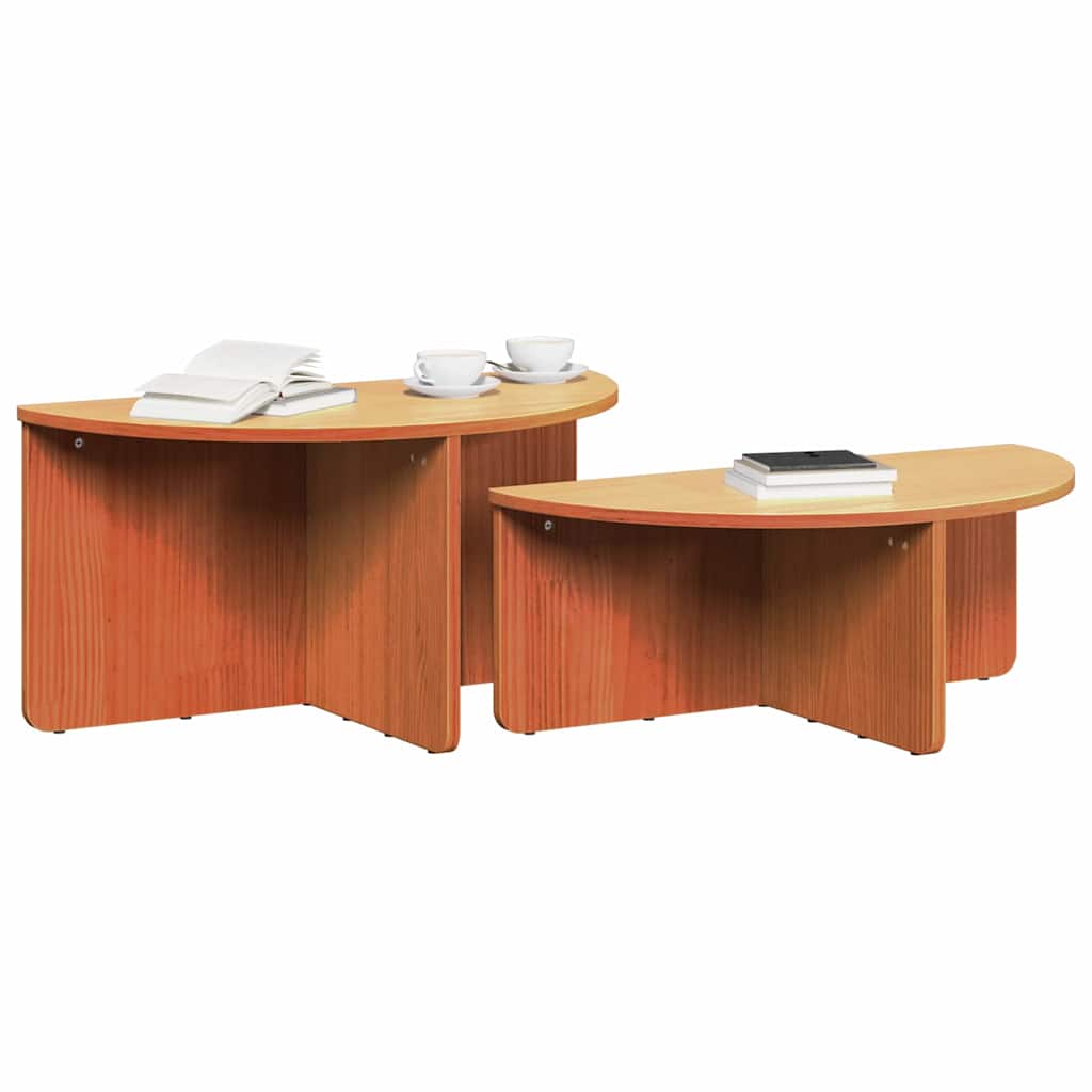 Salontafel 2 pcs Wasbruin Massief grenenhout is nu te koop bij PeponiXL, paradijselijk wonen!