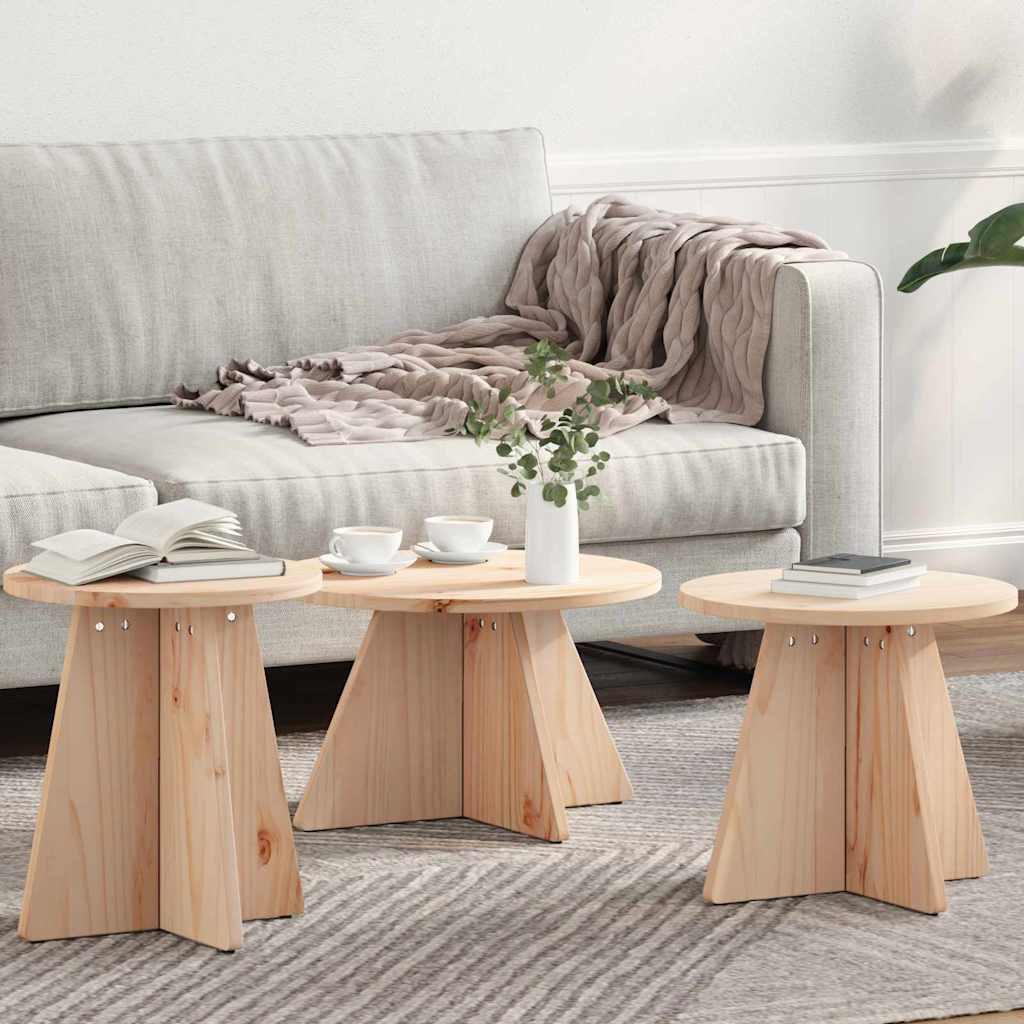 Salontafel 3 pcs Naturel is nu te koop bij PeponiXL, paradijselijk wonen!