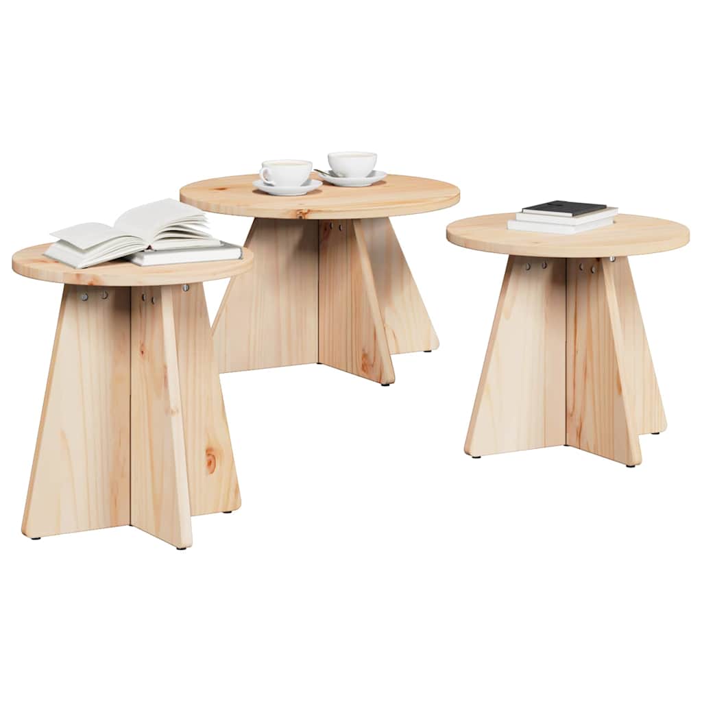 Salontafel 3 pcs Naturel is nu te koop bij PeponiXL, paradijselijk wonen!