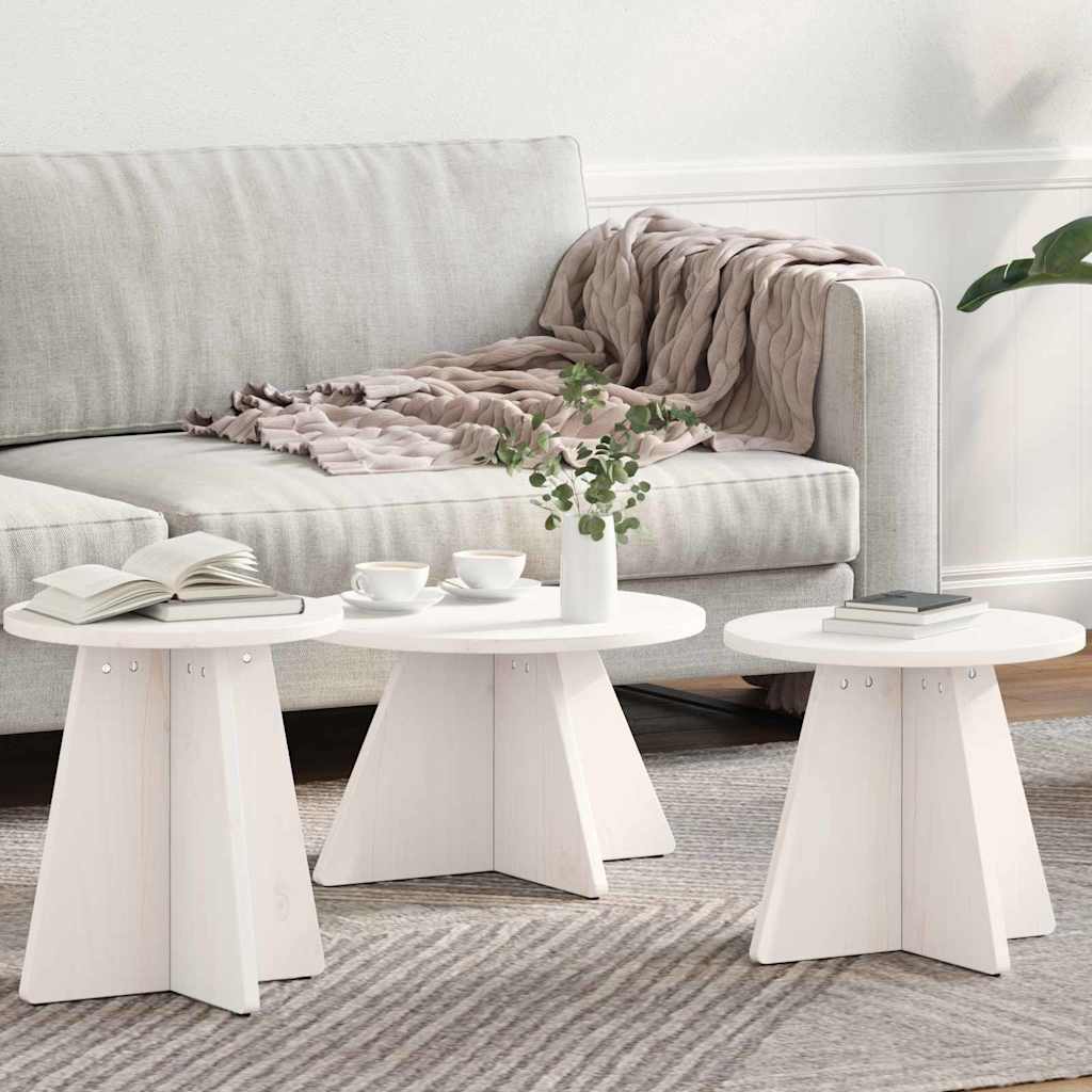 Salontafel 3 pcs Wit is nu te koop bij PeponiXL, paradijselijk wonen!