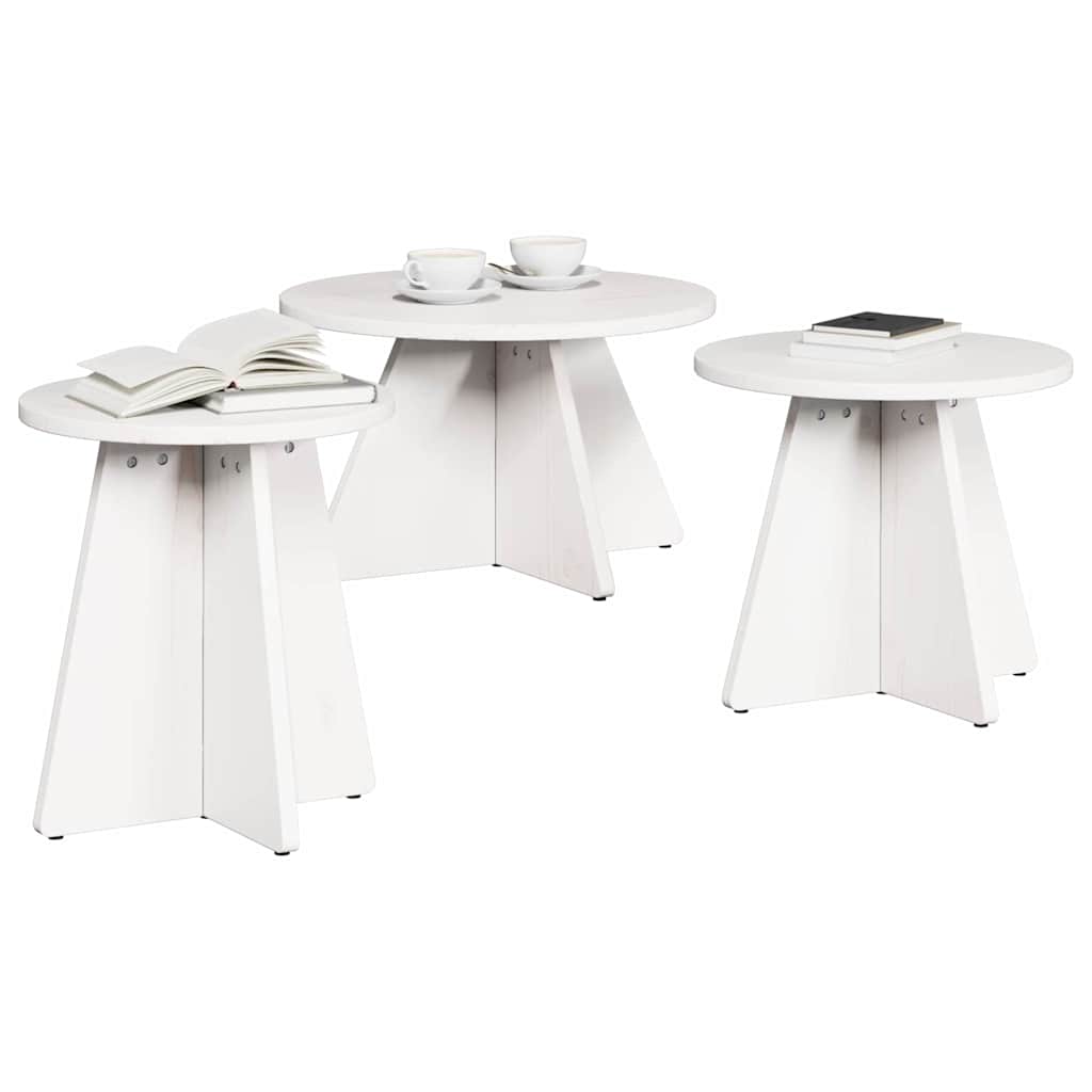 Salontafel 3 pcs Wit is nu te koop bij PeponiXL, paradijselijk wonen!