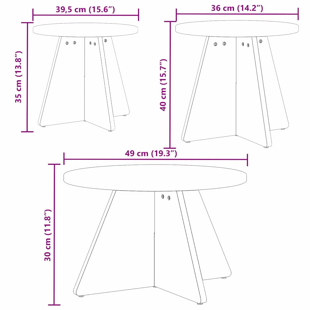 Salontafel 3 pcs Wit is nu te koop bij PeponiXL, paradijselijk wonen!
