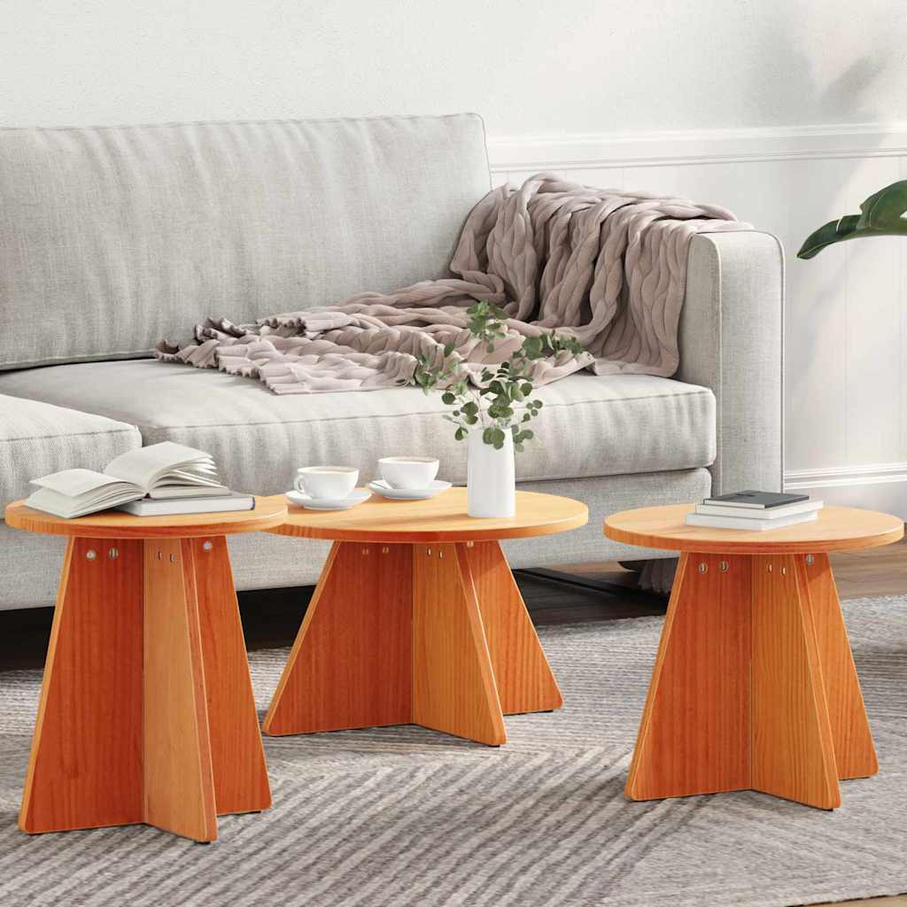 Salontafel 3 pcs Wasbruin is nu te koop bij PeponiXL, paradijselijk wonen!