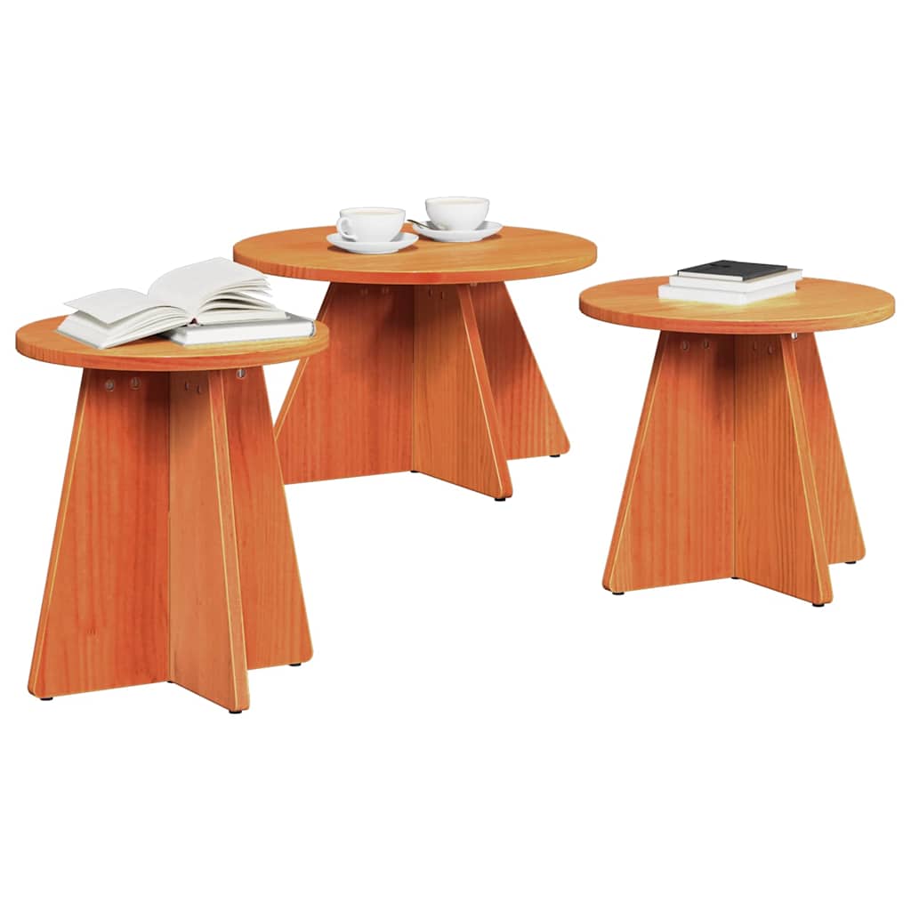 Salontafel 3 pcs Wasbruin is nu te koop bij PeponiXL, paradijselijk wonen!