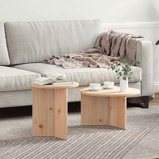 Salontafel 2 pcs Naturel Massief grenenhout is nu te koop bij PeponiXL, paradijselijk wonen!