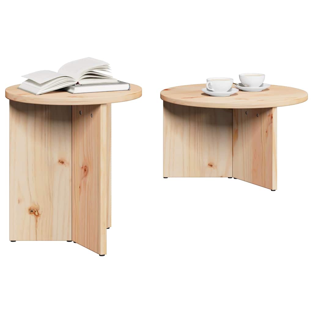 Salontafel 2 pcs Naturel Massief grenenhout is nu te koop bij PeponiXL, paradijselijk wonen!