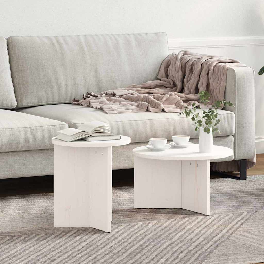 Salontafel 2 pcs Wit Massief grenenhout is nu te koop bij PeponiXL, paradijselijk wonen!