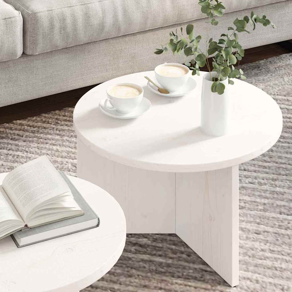 Salontafel 2 pcs Wit Massief grenenhout is nu te koop bij PeponiXL, paradijselijk wonen!