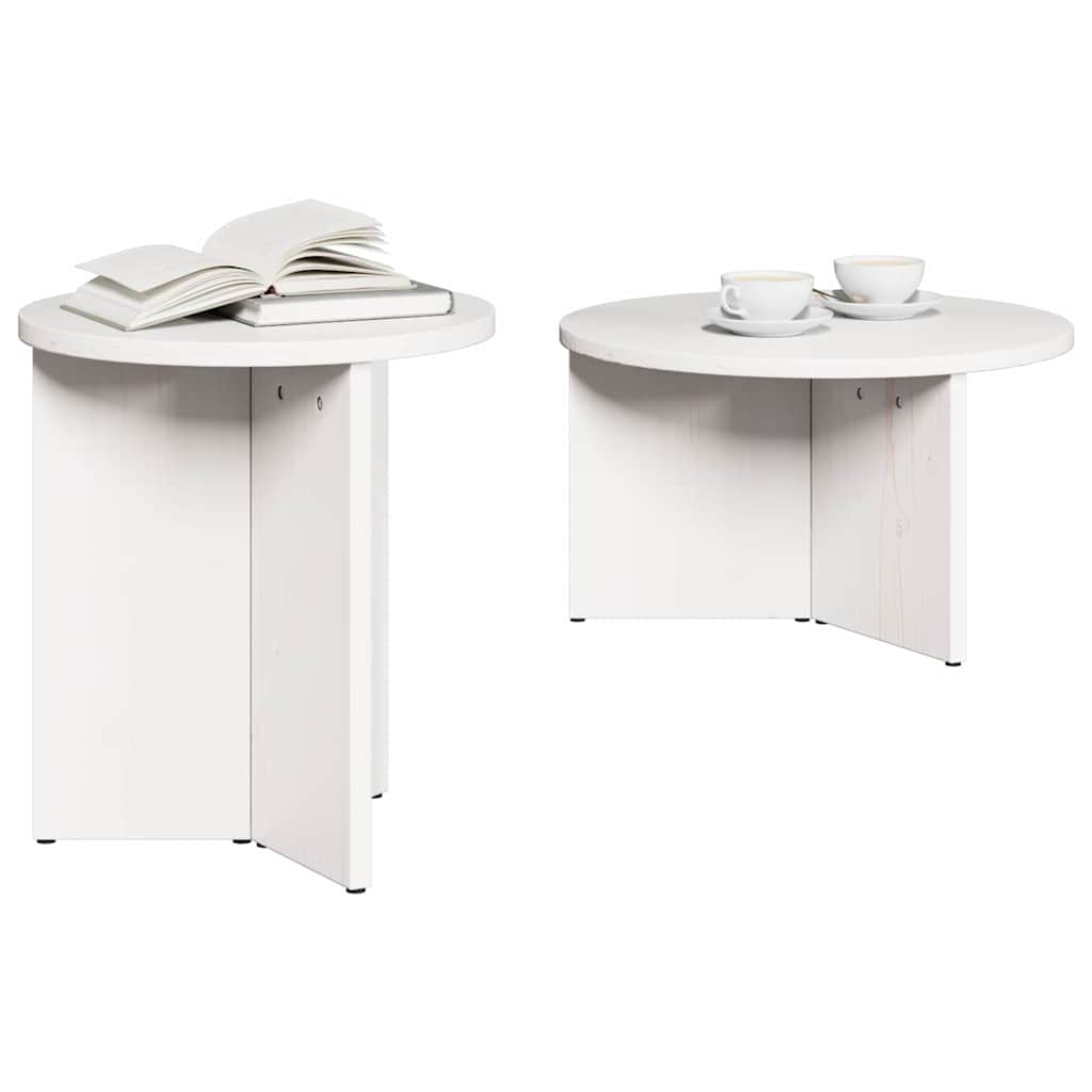 Salontafel 2 pcs Wit Massief grenenhout is nu te koop bij PeponiXL, paradijselijk wonen!