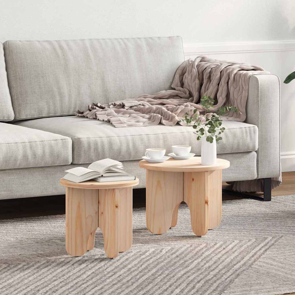 Salontafel 2 pcs Naturel Massief grenenhout is nu te koop bij PeponiXL, paradijselijk wonen!