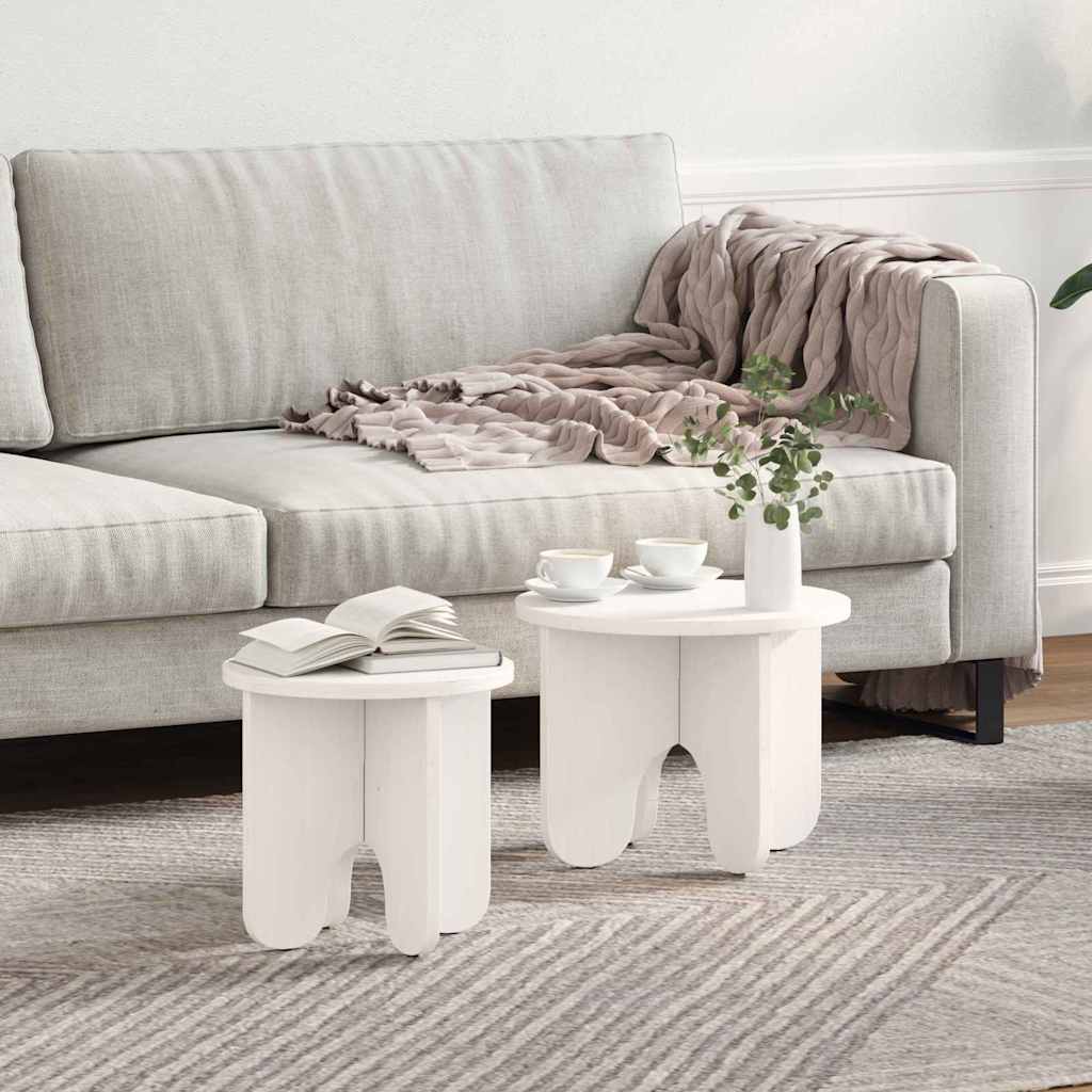 Salontafel 2 pcs Wit Massief grenenhout is nu te koop bij PeponiXL, paradijselijk wonen!