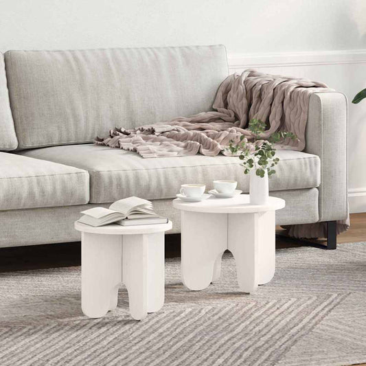 Salontafel 2 pcs Wit Massief grenenhout is nu te koop bij PeponiXL, paradijselijk wonen!
