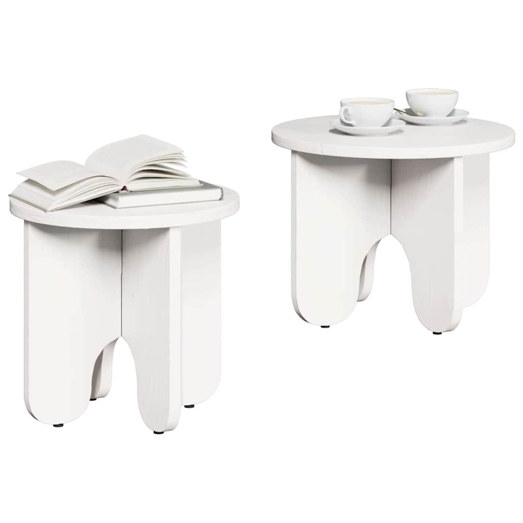 Salontafel 2 pcs Wit Massief grenenhout is nu te koop bij PeponiXL, paradijselijk wonen!