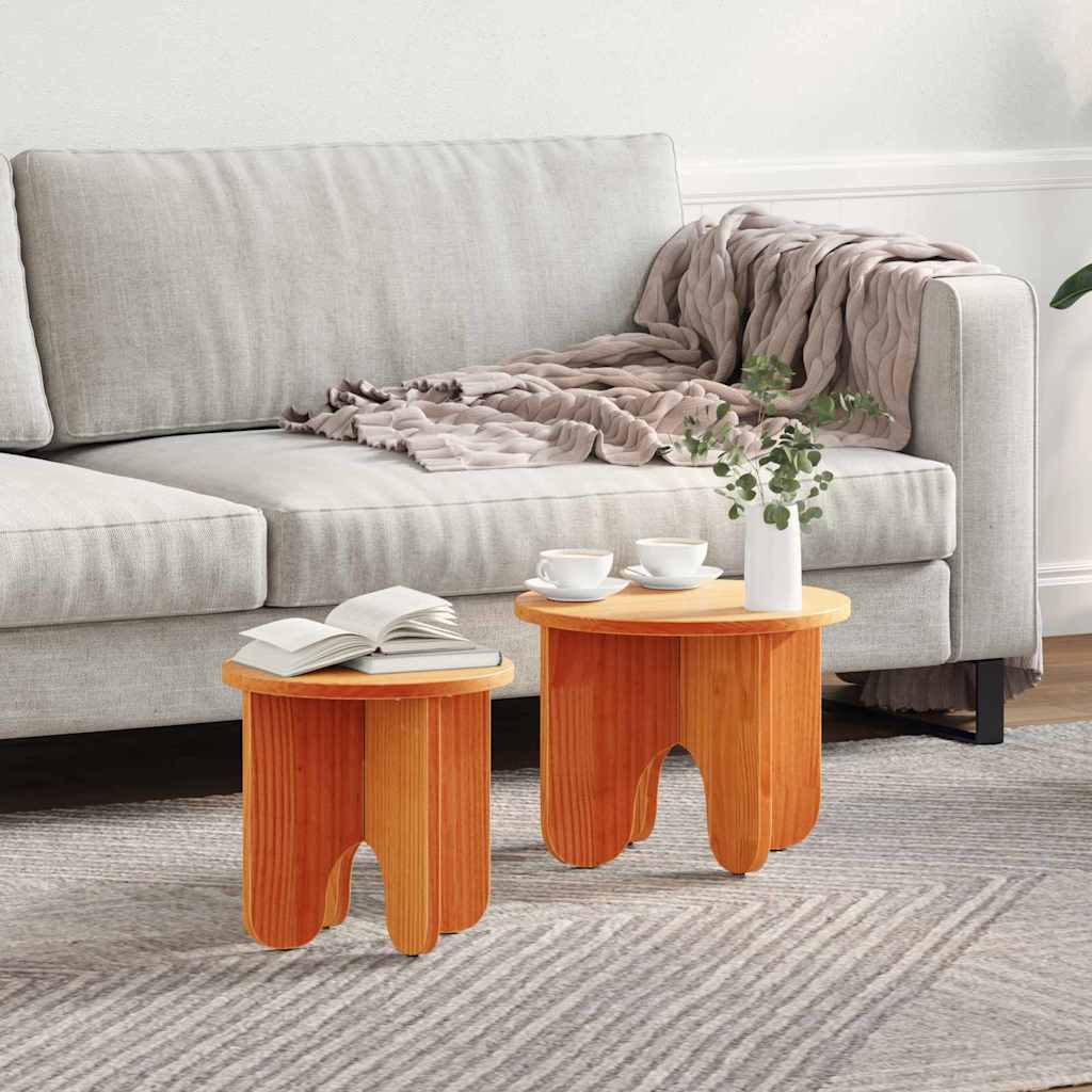 Salontafel 2 pcs Wasbruin Massief grenenhout is nu te koop bij PeponiXL, paradijselijk wonen!