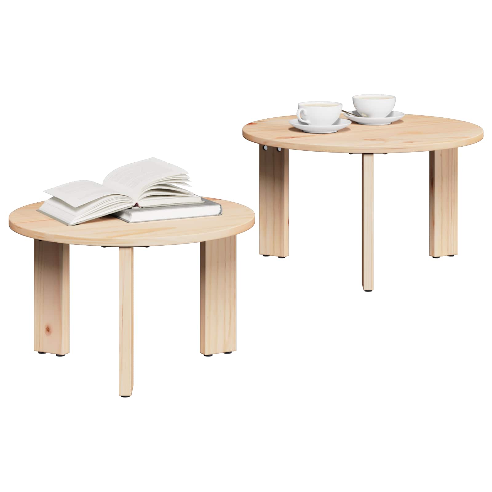 Salontafel 2 pcs Naturel Massief grenenhout is nu te koop bij PeponiXL, paradijselijk wonen!