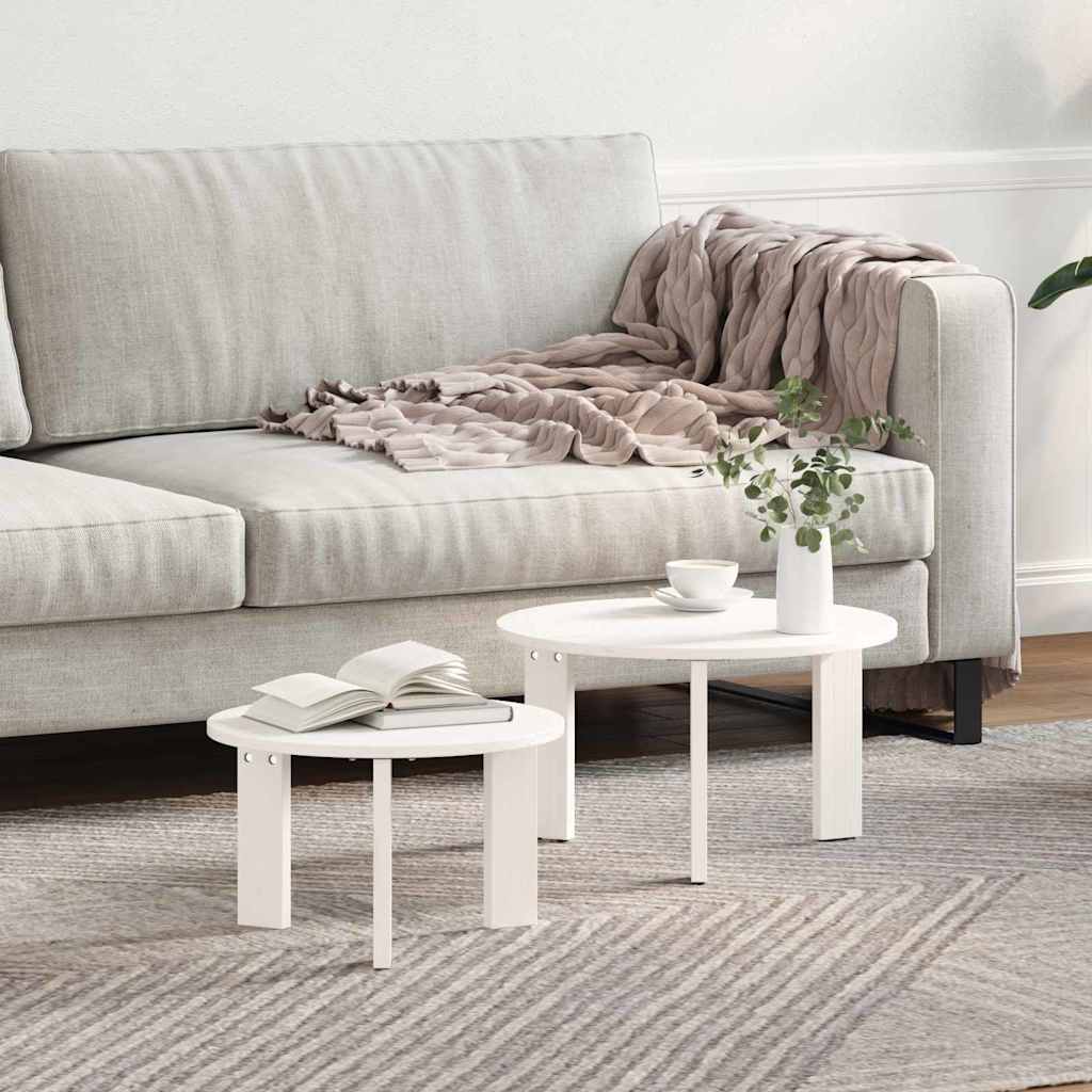 Salontafel 2 pcs Wit Massief grenenhout is nu te koop bij PeponiXL, paradijselijk wonen!