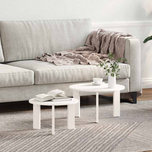 Salontafel 2 pcs Wit Massief grenenhout is nu te koop bij PeponiXL, paradijselijk wonen!