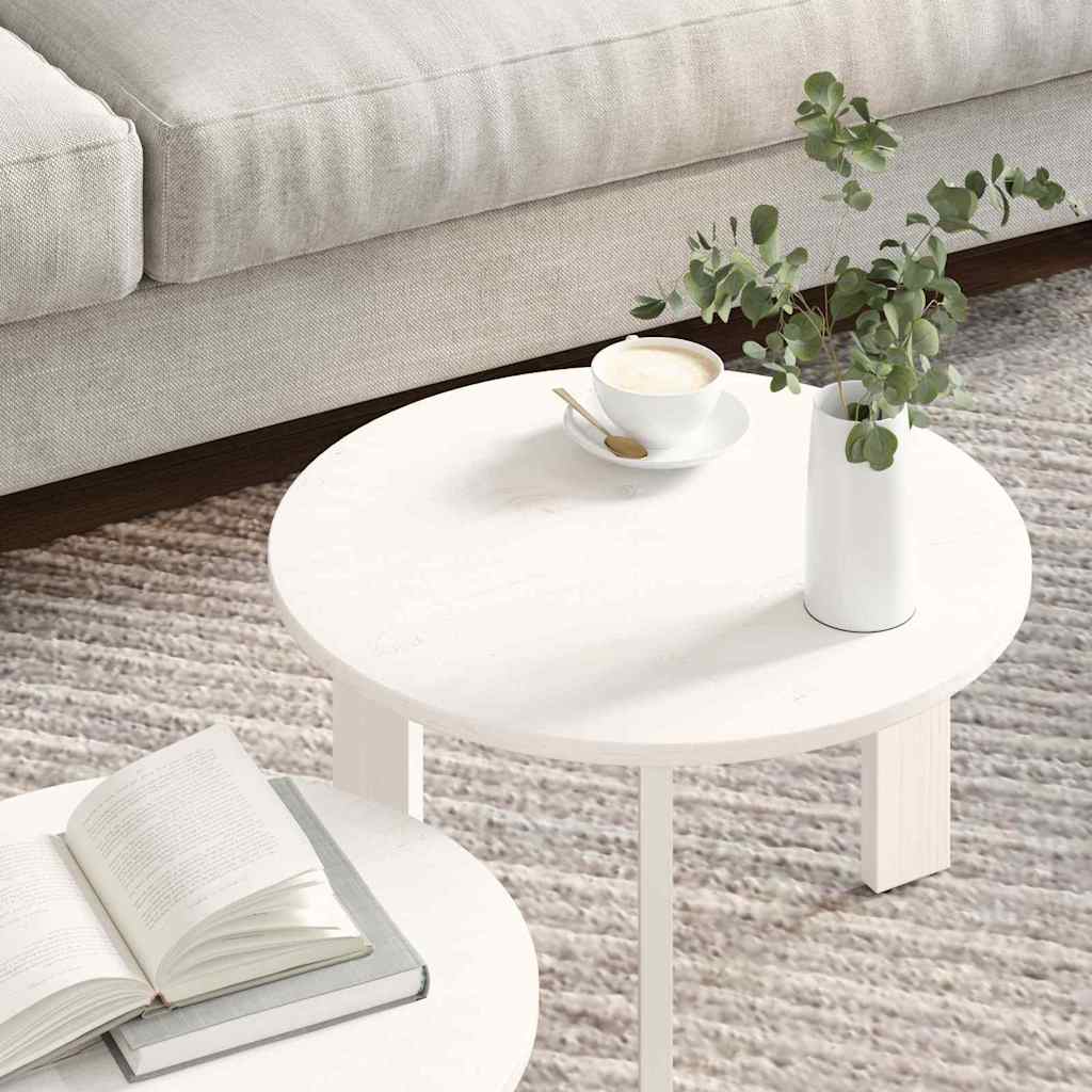 Salontafel 2 pcs Wit Massief grenenhout is nu te koop bij PeponiXL, paradijselijk wonen!