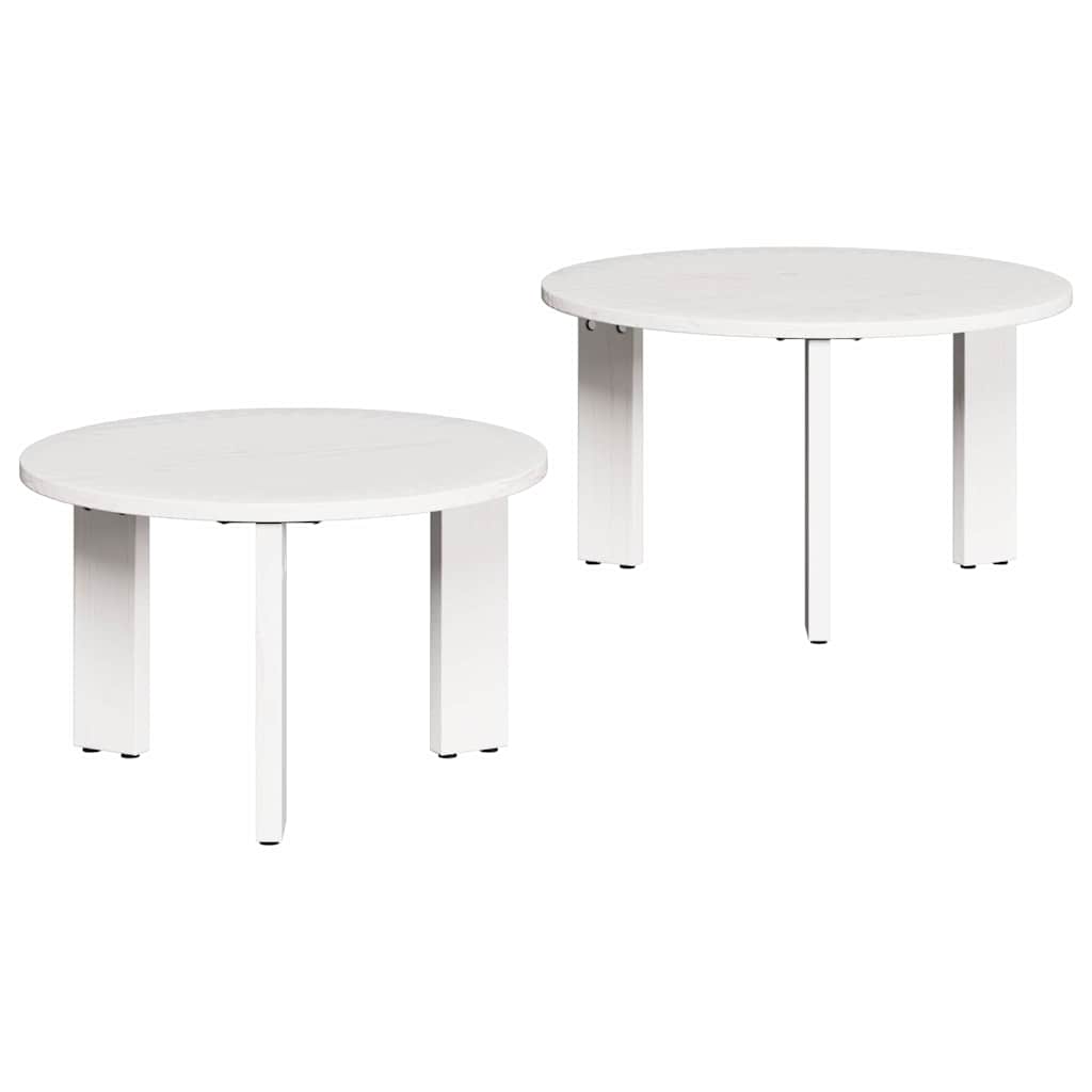 Salontafel 2 pcs Wit Massief grenenhout is nu te koop bij PeponiXL, paradijselijk wonen!