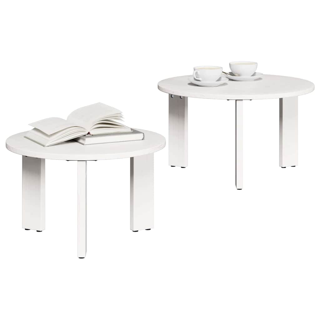 Salontafel 2 pcs Wit Massief grenenhout is nu te koop bij PeponiXL, paradijselijk wonen!