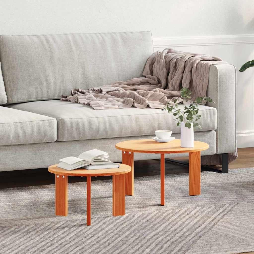 Salontafel 2 pcs Wasbruin Massief grenenhout is nu te koop bij PeponiXL, paradijselijk wonen!