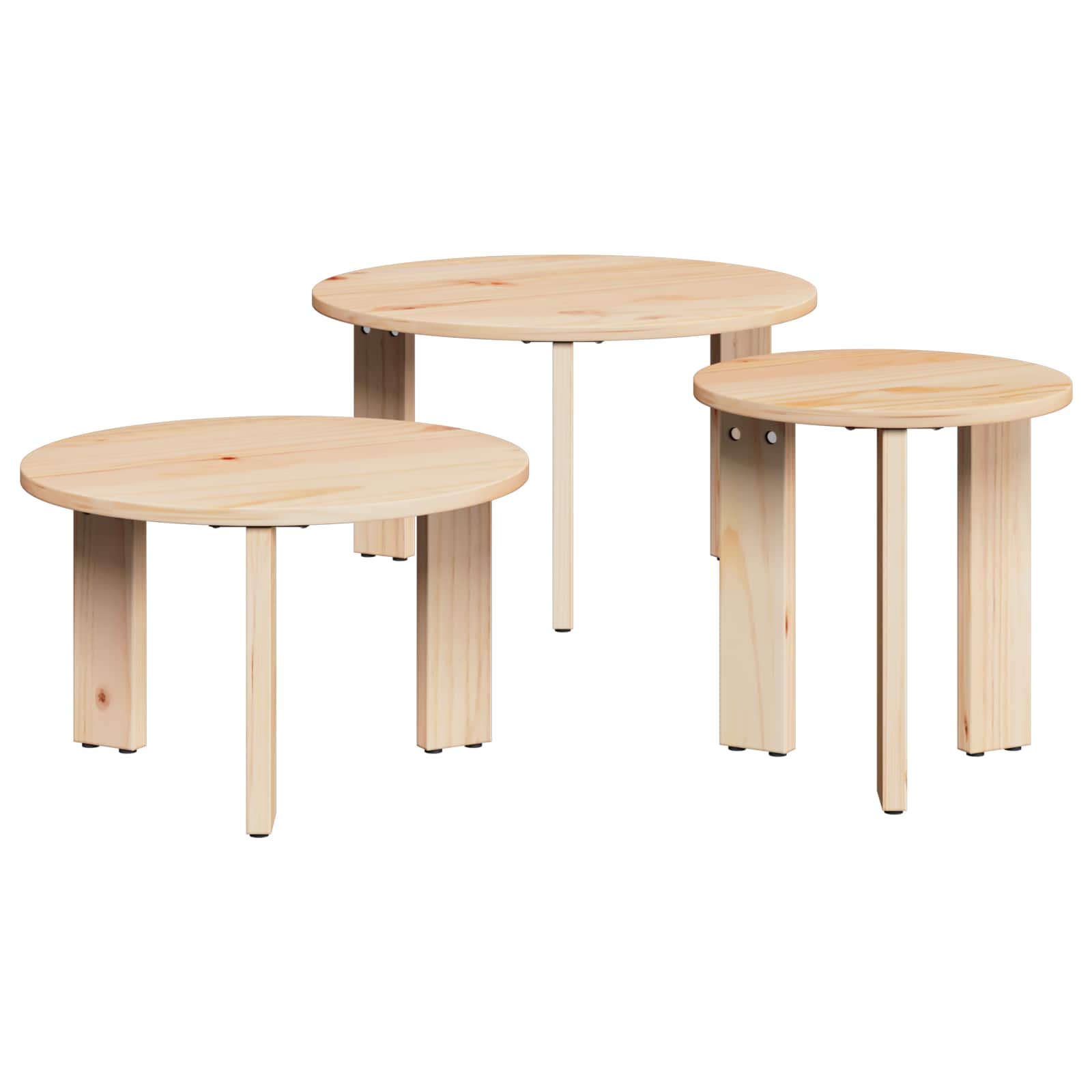 Salontafel 3 pcs Naturel Massief grenenhout is nu te koop bij PeponiXL, paradijselijk wonen!