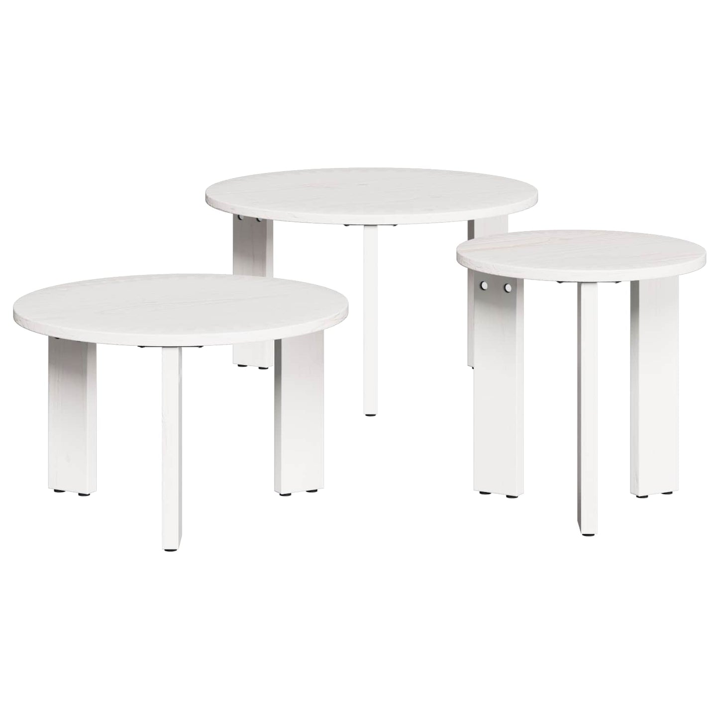 Salontafel 3 pcs Wit Massief grenenhout is nu te koop bij PeponiXL, paradijselijk wonen!