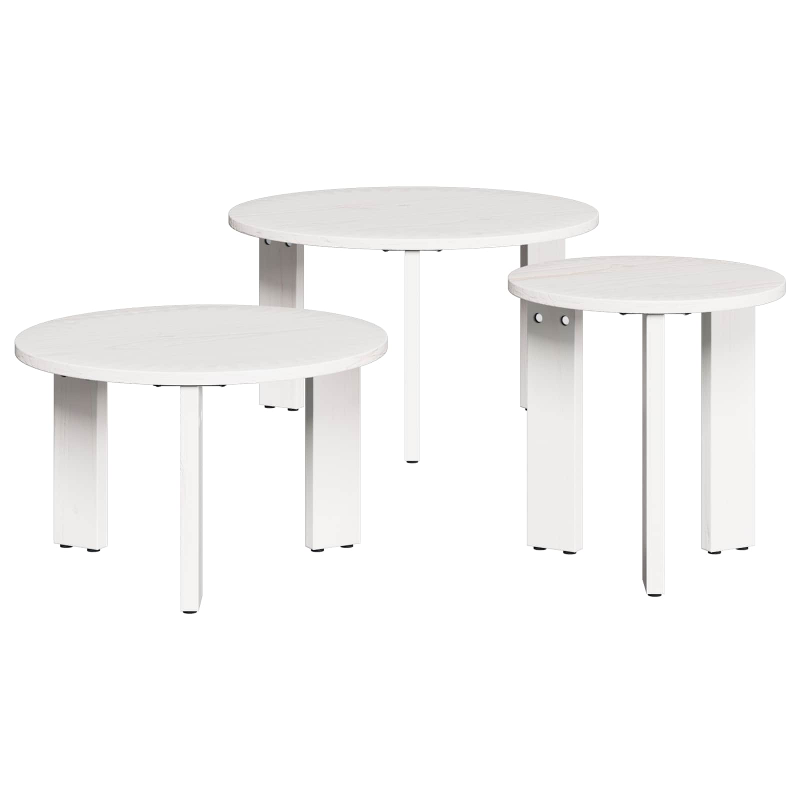 Salontafel 3 pcs Wit Massief grenenhout is nu te koop bij PeponiXL, paradijselijk wonen!