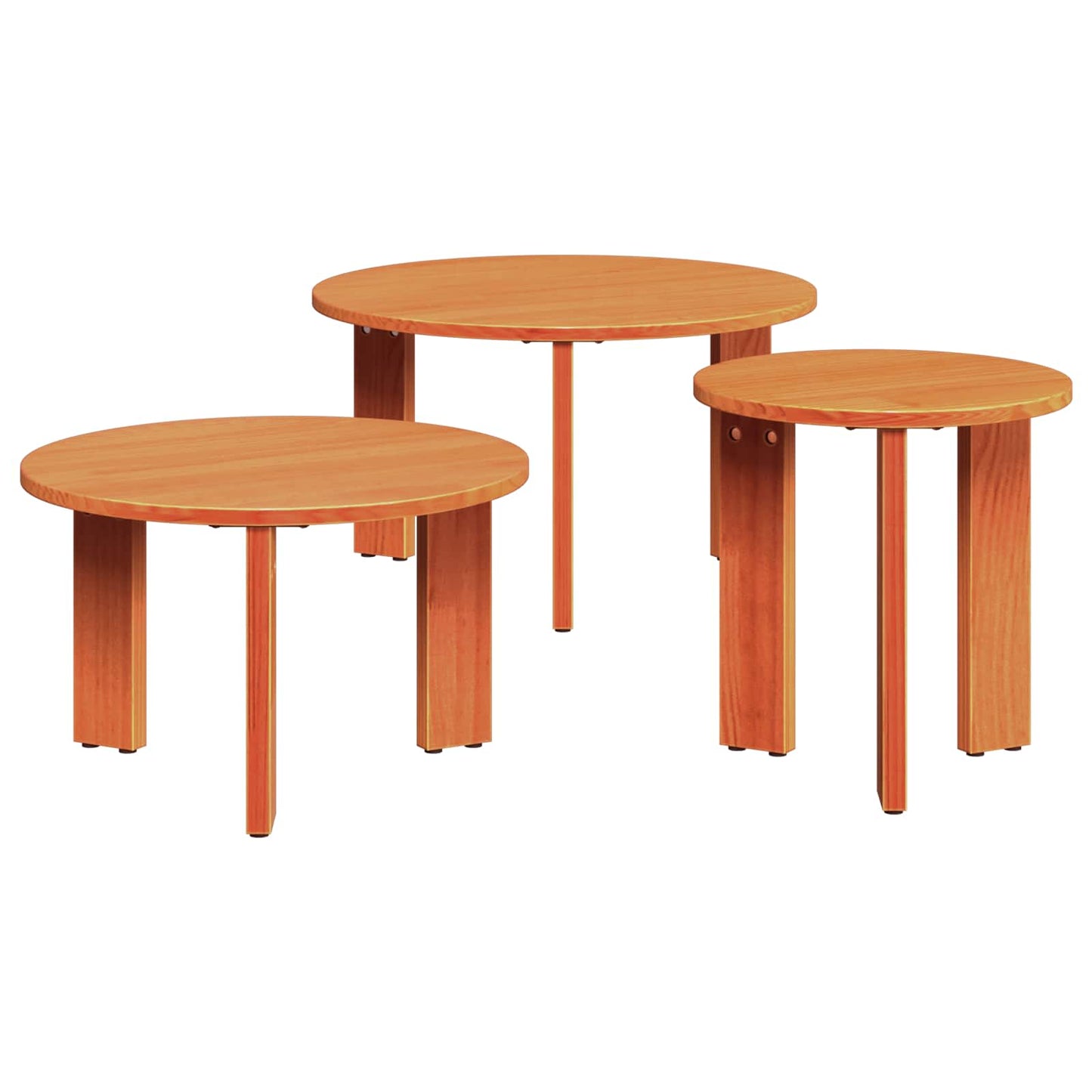 Salontafel 3 pcs Wasbruin Massief grenenhout is nu te koop bij PeponiXL, paradijselijk wonen!